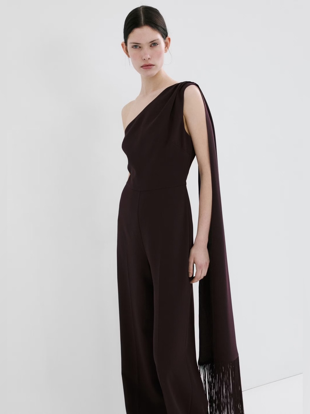 NWT (size M) MANGO ASYMMETRICAL JUMPSUIT WITH FRINGED SCARF